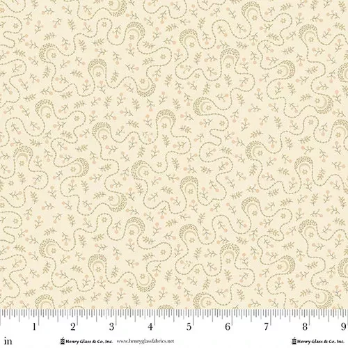 Fabric Henry Glass Cream Penny Blossoms Buttercream & Brickle Bits by the Quarter Yard 1947-40